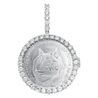 Dogecoin Coin Iced Out Frame Pendant V7 Yellow Gold Tennis CZ Frame HipHopBling