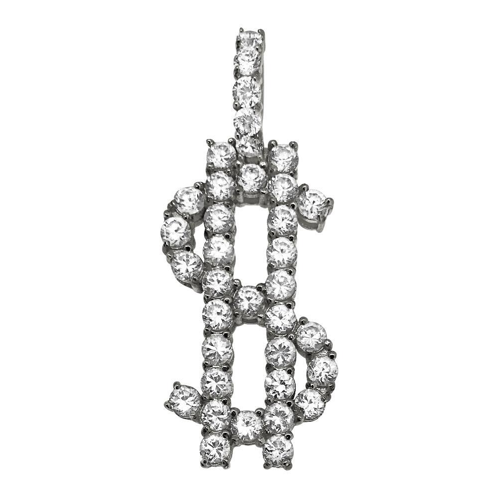 Dollar Sign Bling Bling Pendant 3MM CZ Steel Pendant Only HipHopBling