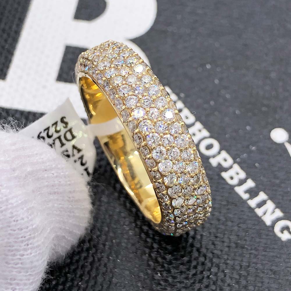 Domed 5 Row Eternity Band VS Diamond Ring 2.77cttw 14K Yellow Gold HipHopBling