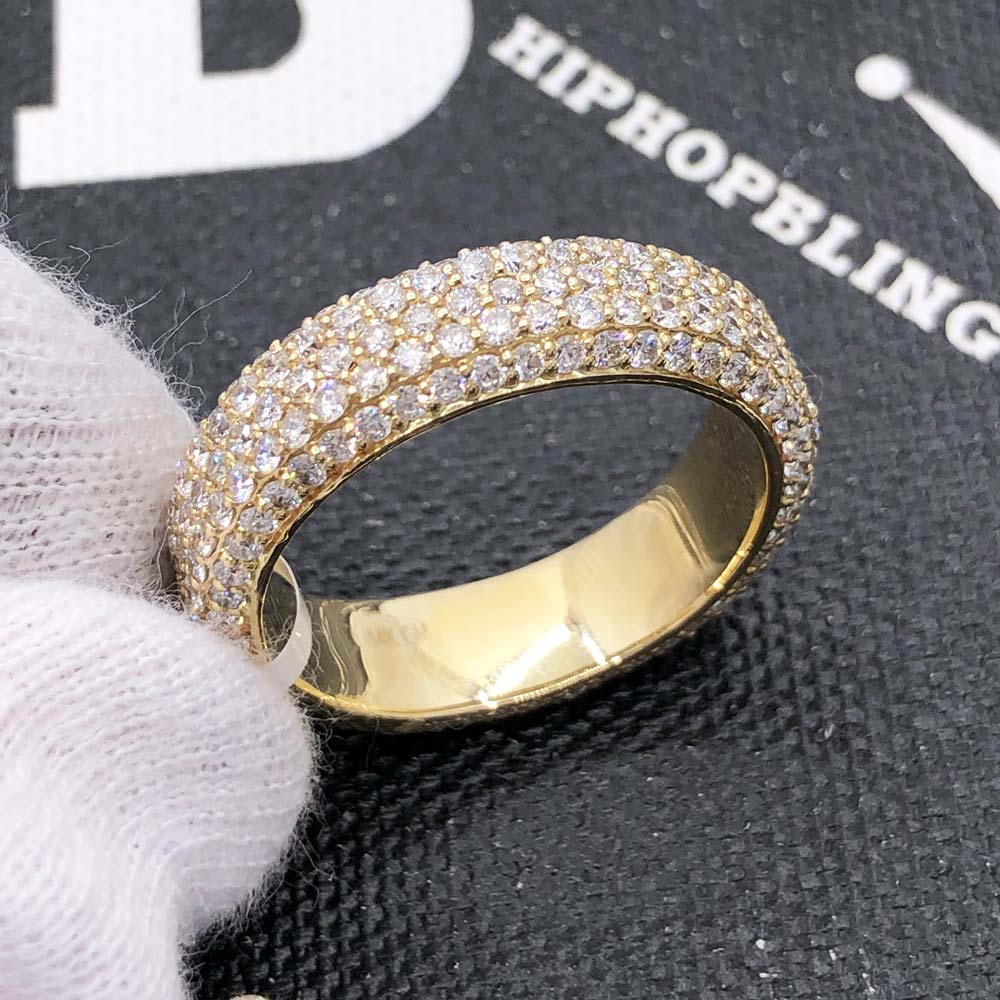 Domed 5 Row Eternity Band VS Diamond Ring 2.77cttw 14K Yellow Gold HipHopBling