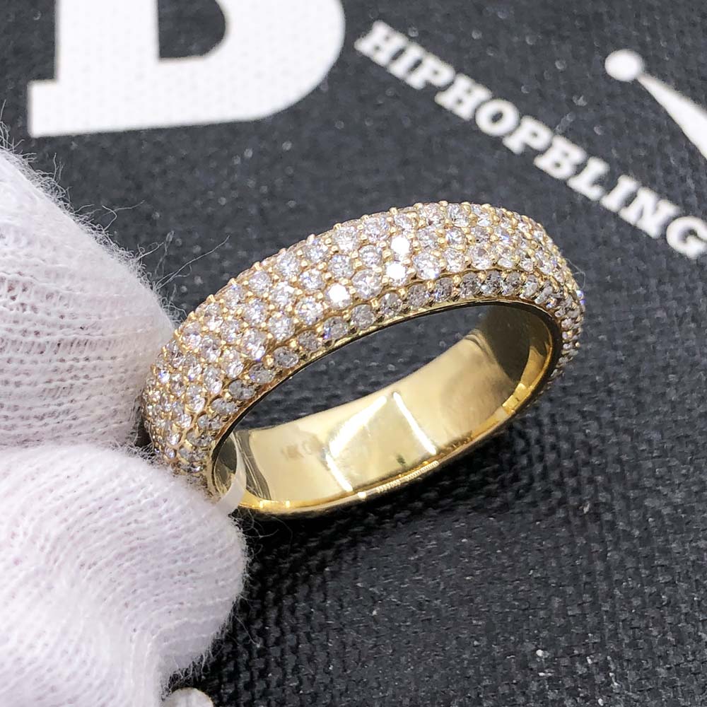 Domed 5 Row Eternity Band VS Diamond Ring 2.77cttw 14K Yellow Gold HipHopBling