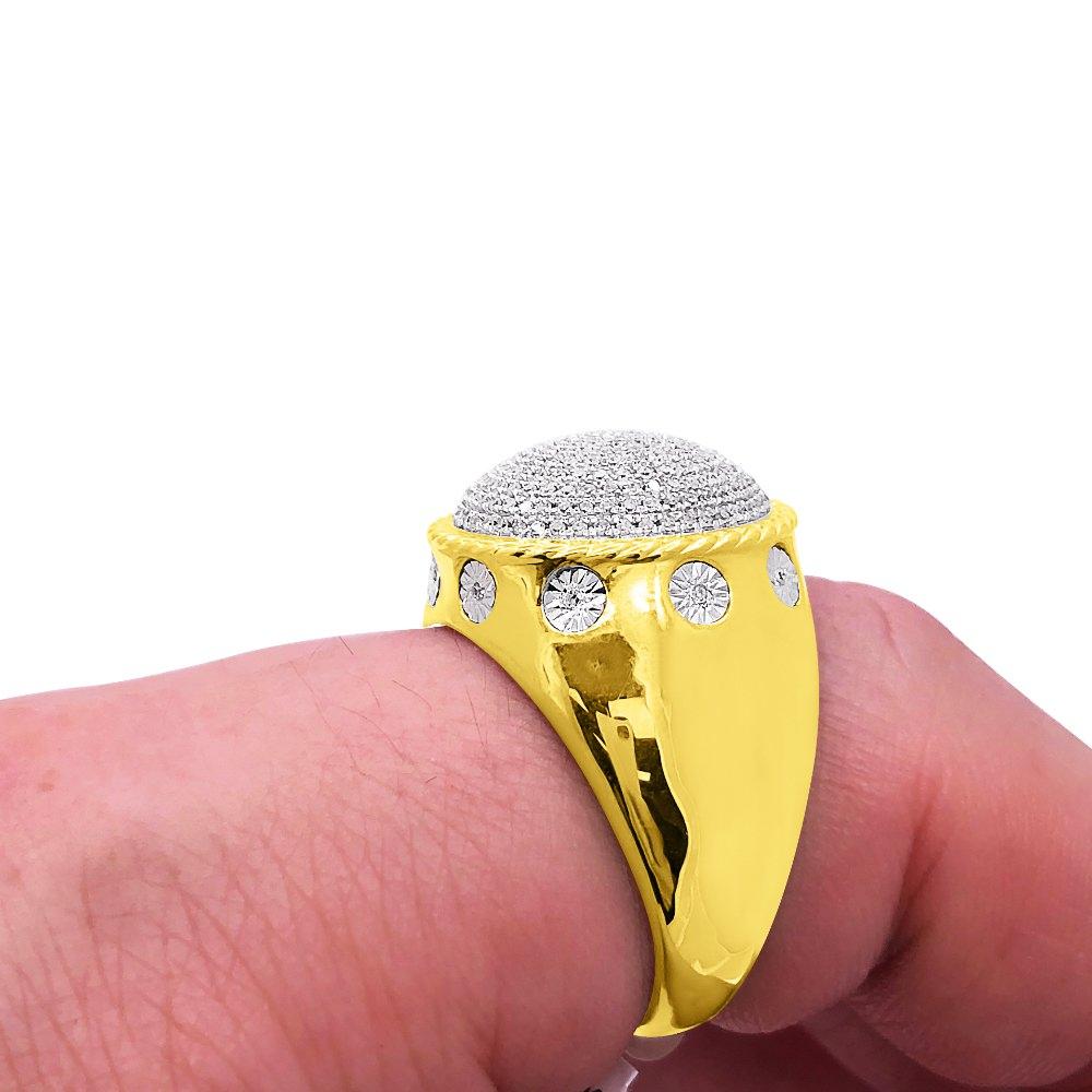 Domed .50cttw Diamond 10K Yellow Gold Ring HipHopBling