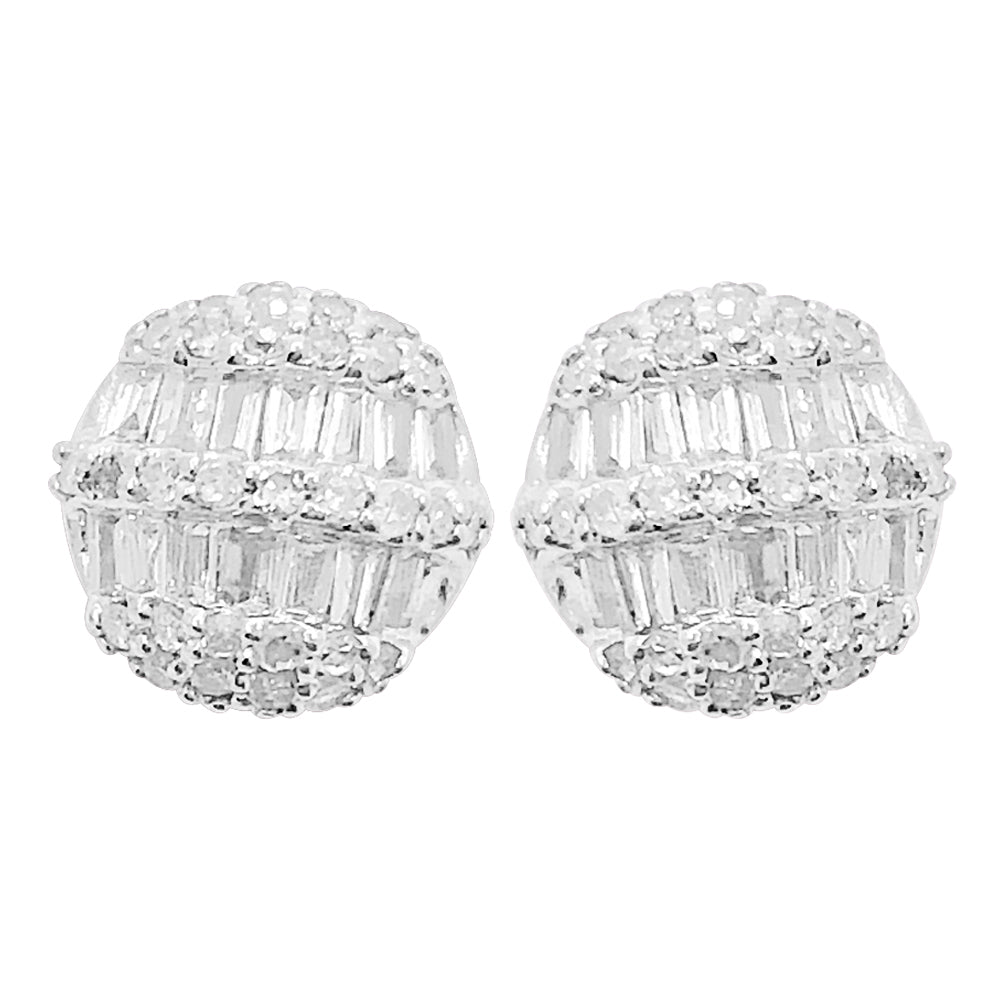 Domed Baguette Diamond Earrings .37cttw 10K Yellow Gold HipHopBling