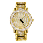 Domed Triple Bezel Iced Out Bling Hip Hop Watch Yellow Gold HipHopBling