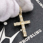 Double Baguette Cross Diamond Pendant .58cttw 10K Yellow Gold HipHopBling