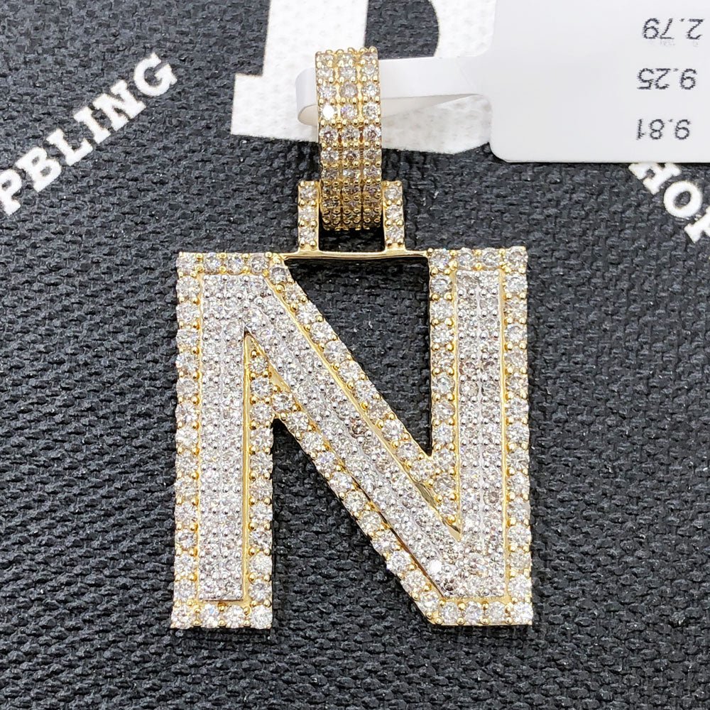 Double Block Letter Initial Diamond Pendant 10K Yellow Gold A HipHopBling