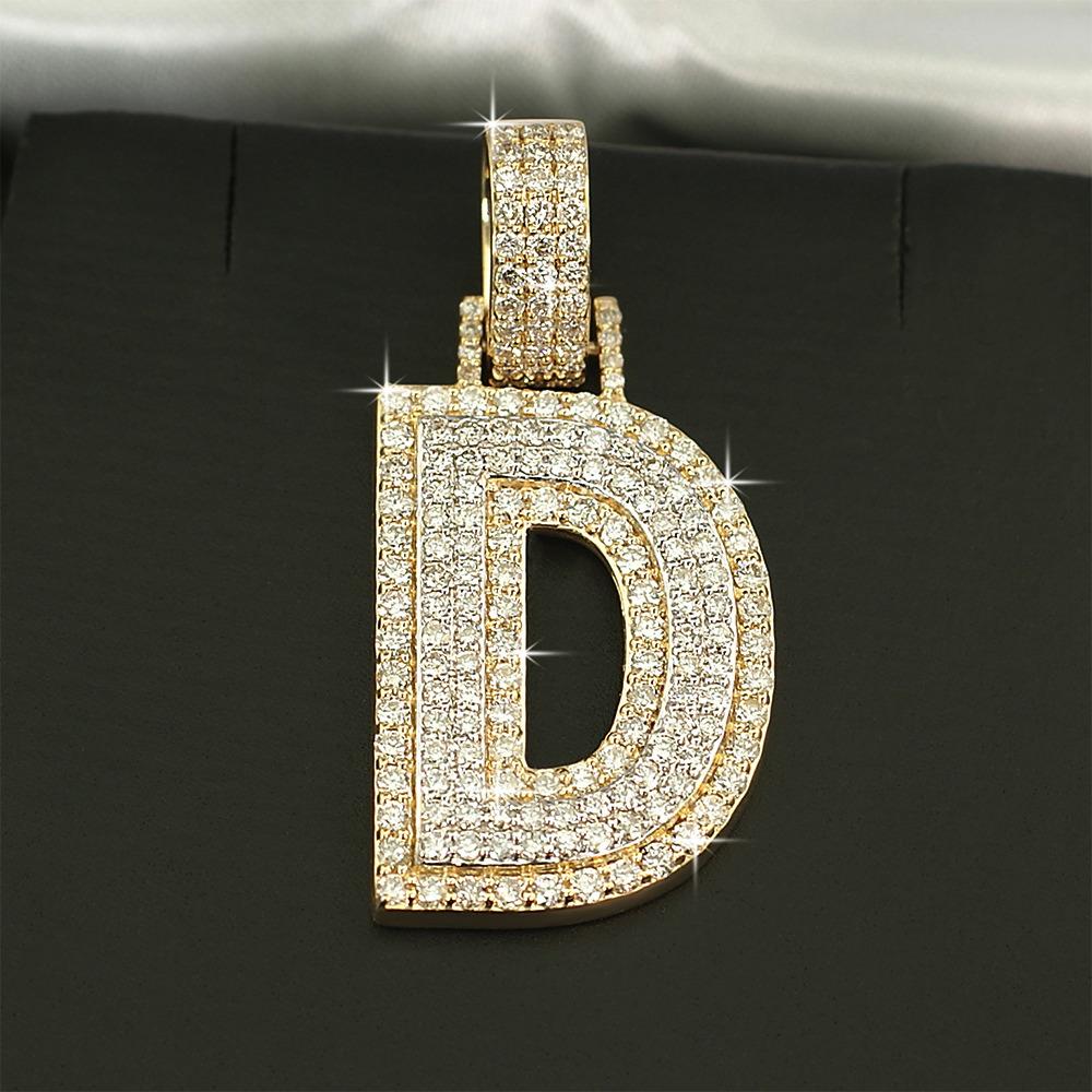 Double Block Letter Initial Diamond Pendant 10K Yellow Gold A HipHopBling