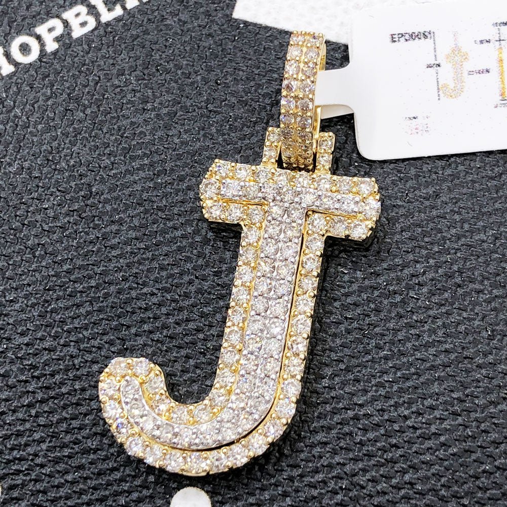 Double Block Letter Initial Diamond Pendant 10K Yellow Gold A HipHopBling
