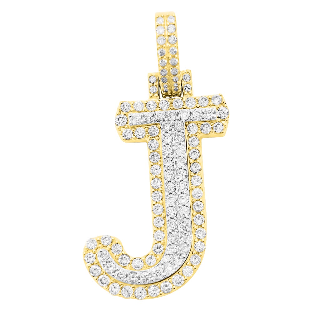 Double Block Letter Initial Diamond Pendant 10K Yellow Gold A HipHopBling
