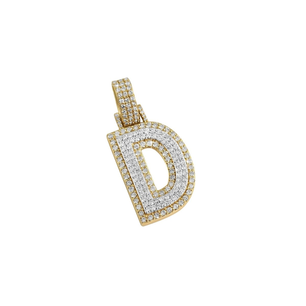 Double Block Letter Initial Diamond Pendant 10K Yellow Gold A HipHopBling