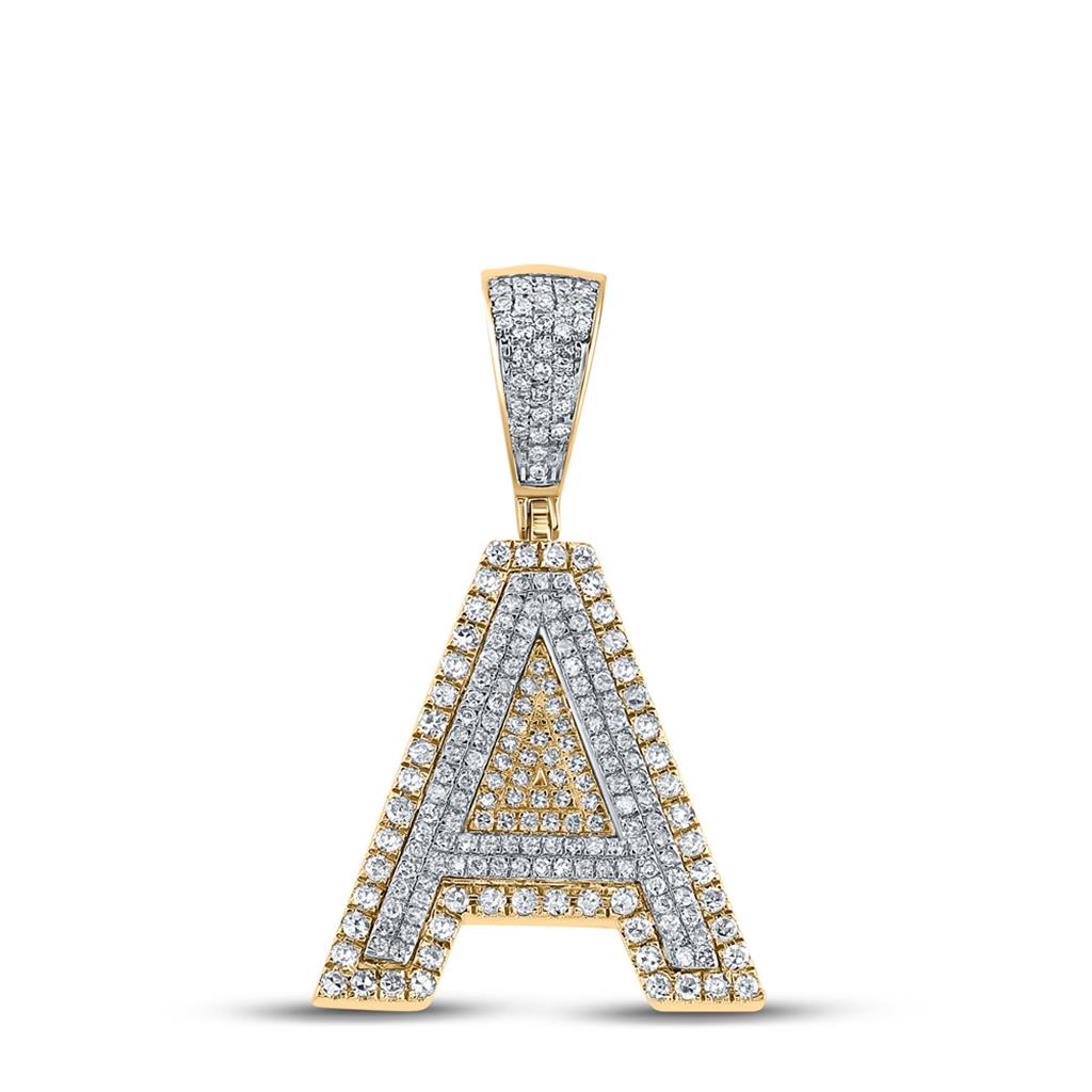 Double Block Letter Initial Diamond Pendant A - Z 10K Yellow Gold A HipHopBling