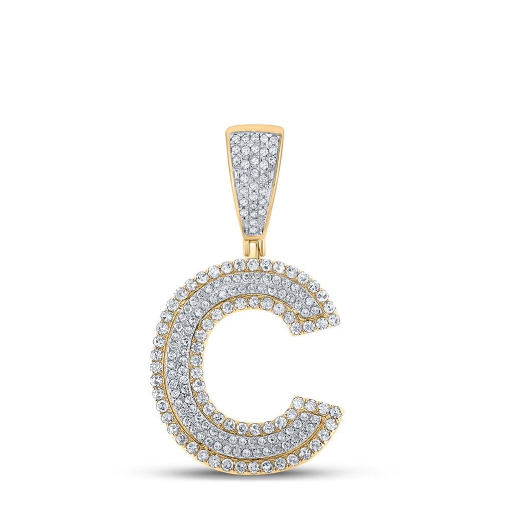 Double Block Letter Initial Diamond Pendant A - Z 10K Yellow Gold C HipHopBling