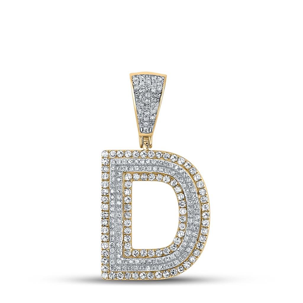Double Block Letter Initial Diamond Pendant A - Z 10K Yellow Gold D HipHopBling
