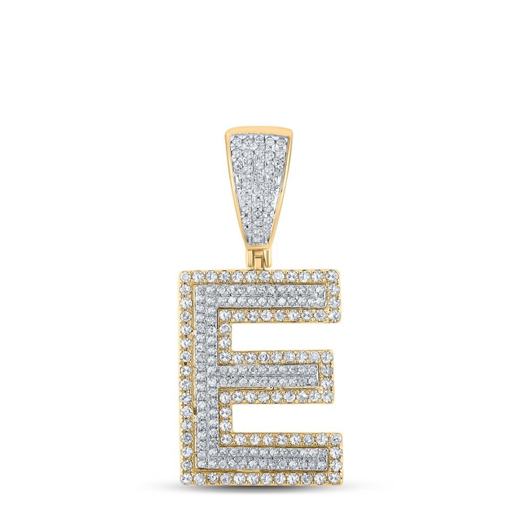 Double Block Letter Initial Diamond Pendant A - Z 10K Yellow Gold E HipHopBling