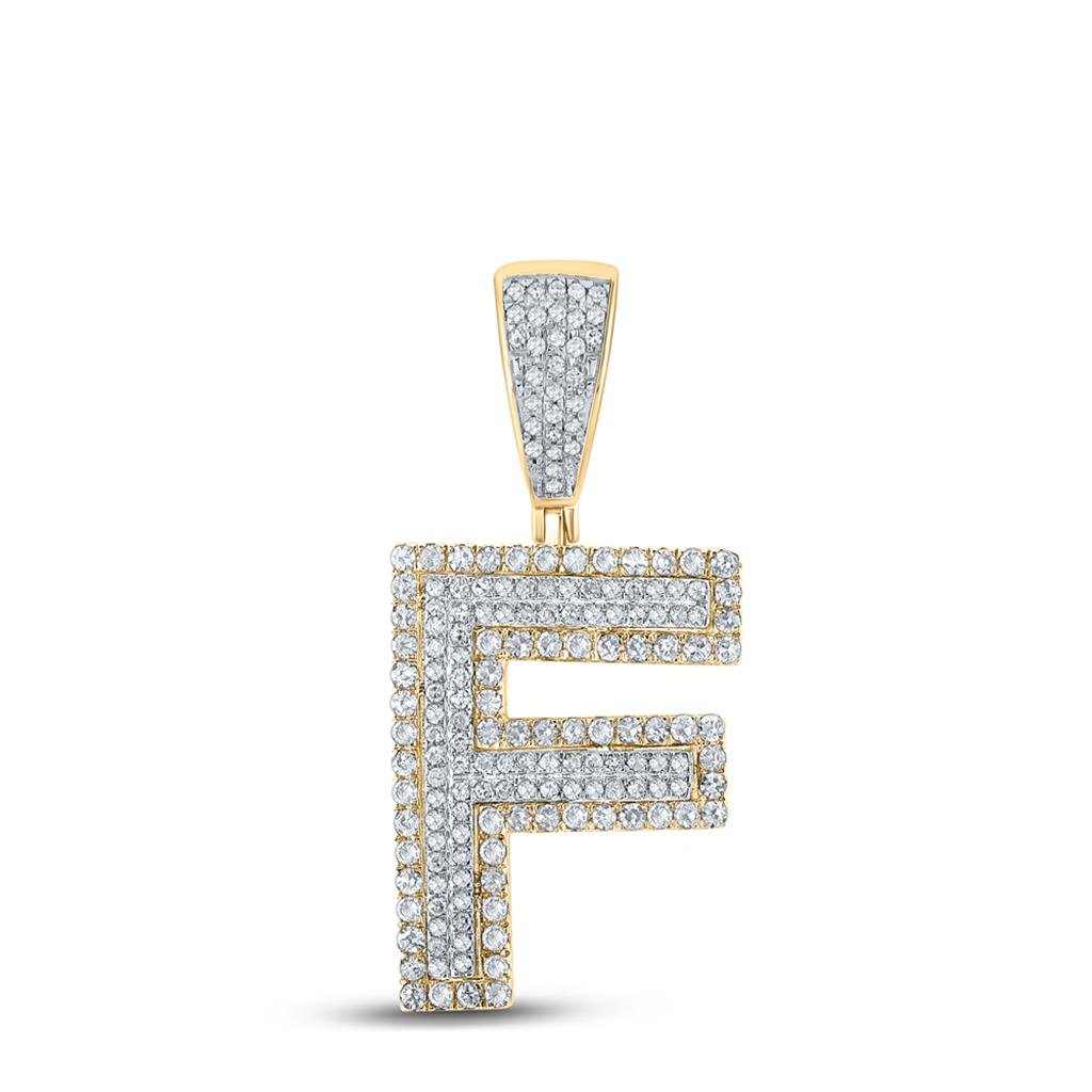 Double Block Letter Initial Diamond Pendant A - Z 10K Yellow Gold F HipHopBling