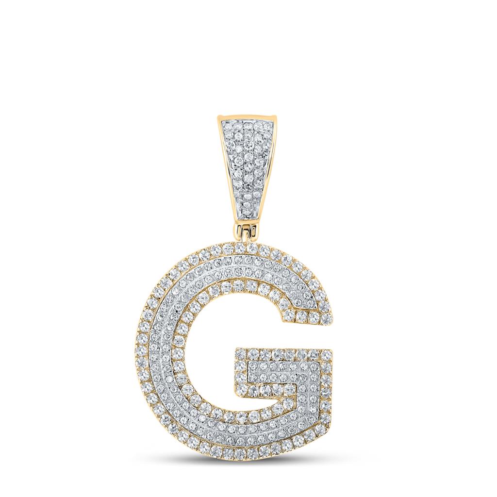 Double Block Letter Initial Diamond Pendant A - Z 10K Yellow Gold G HipHopBling