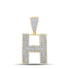 Double Block Letter Initial Diamond Pendant A - Z 10K Yellow Gold H HipHopBling