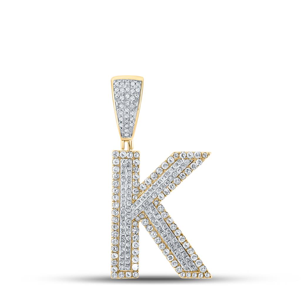 Double Block Letter Initial Diamond Pendant A-Z 10K Yellow Gold HipHopBling
