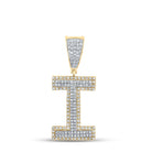 Double Block Letter Initial Diamond Pendant A - Z 10K Yellow Gold I HipHopBling