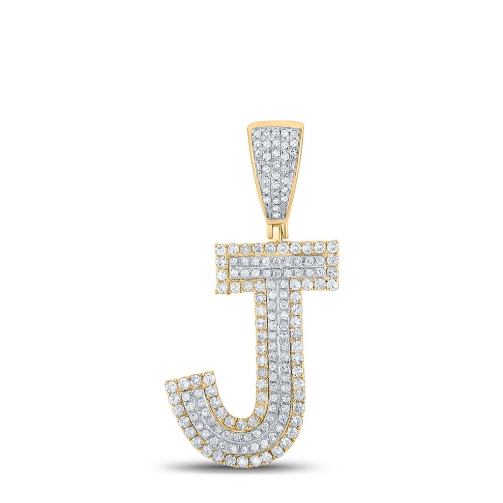 Double Block Letter Initial Diamond Pendant A - Z 10K Yellow Gold J HipHopBling