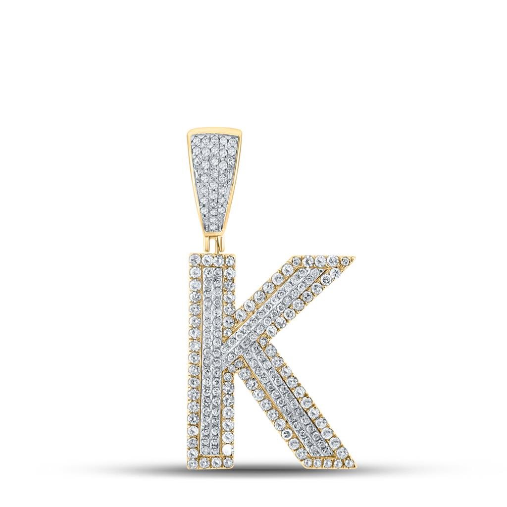 Double Block Letter Initial Diamond Pendant A - Z 10K Yellow Gold K HipHopBling
