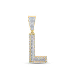 Double Block Letter Initial Diamond Pendant A - Z 10K Yellow Gold L HipHopBling
