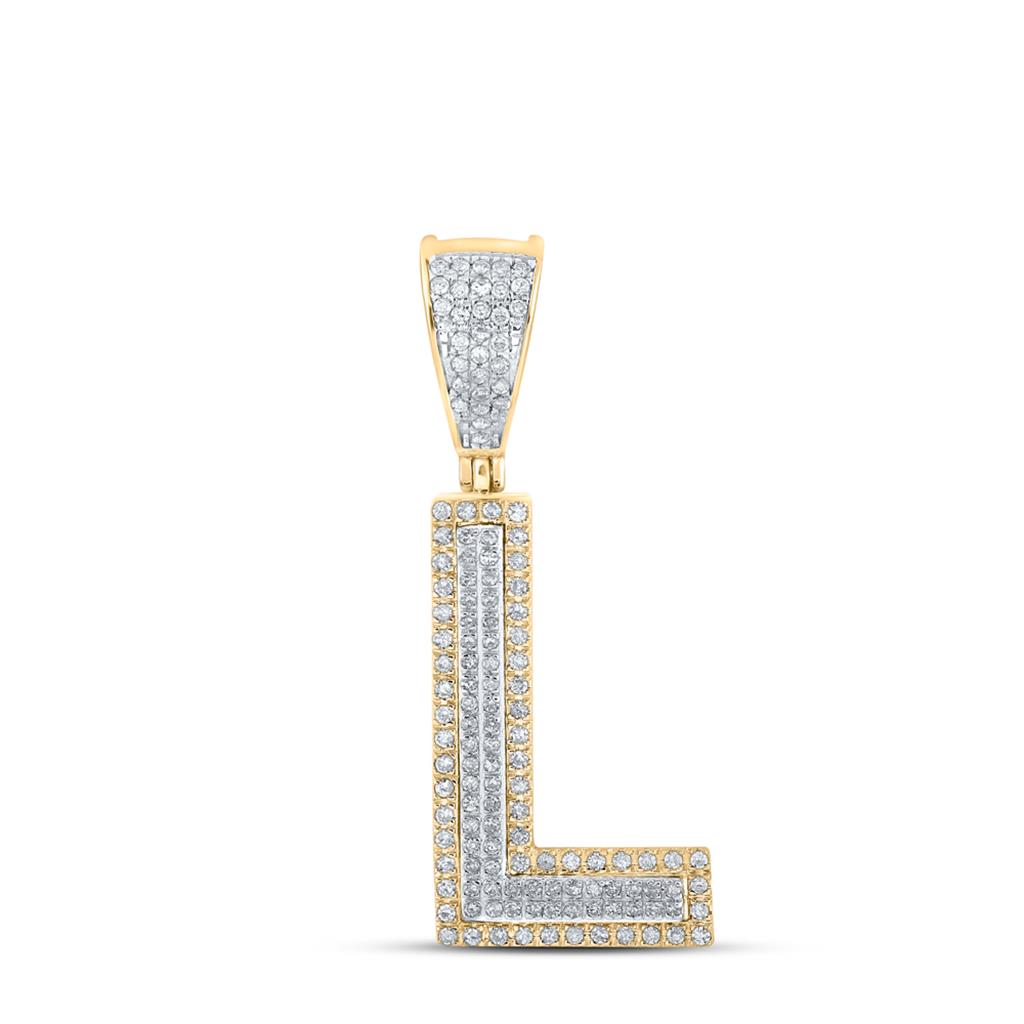 Double Block Letter Initial Diamond Pendant A - Z 10K Yellow Gold L HipHopBling
