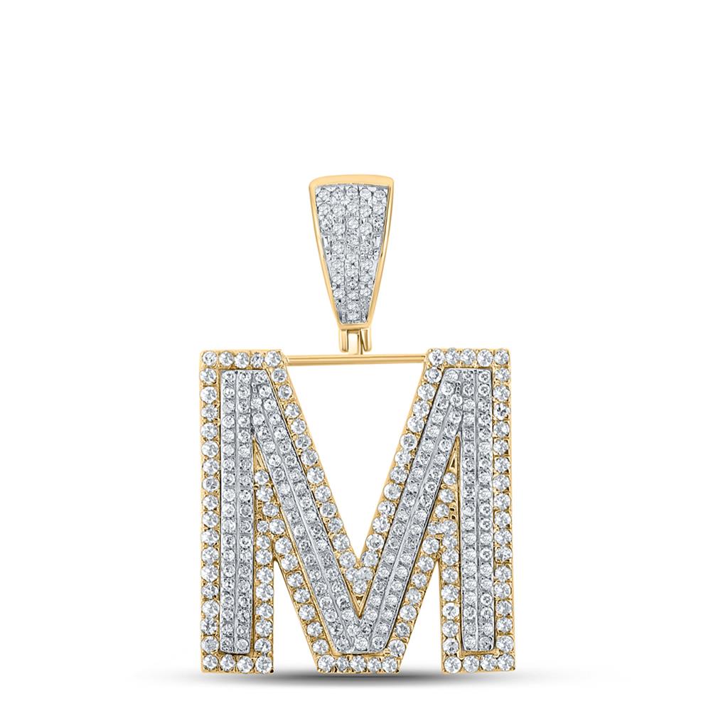 Double Block Letter Initial Diamond Pendant A - Z 10K Yellow Gold M HipHopBling