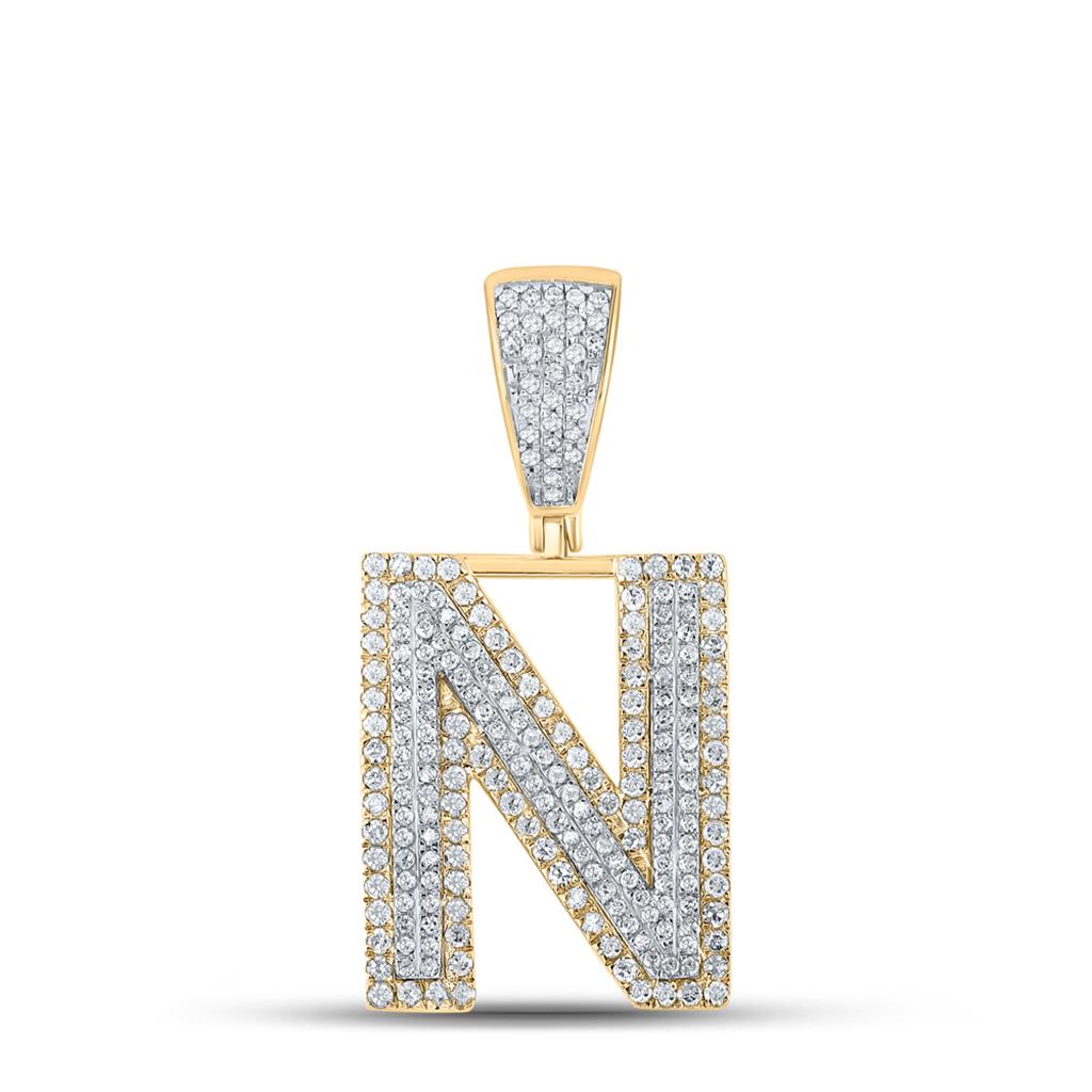 Double Block Letter Initial Diamond Pendant A - Z 10K Yellow Gold N HipHopBling
