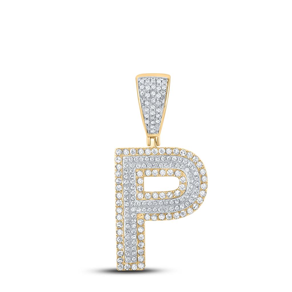 Double Block Letter Initial Diamond Pendant A - Z 10K Yellow Gold P HipHopBling