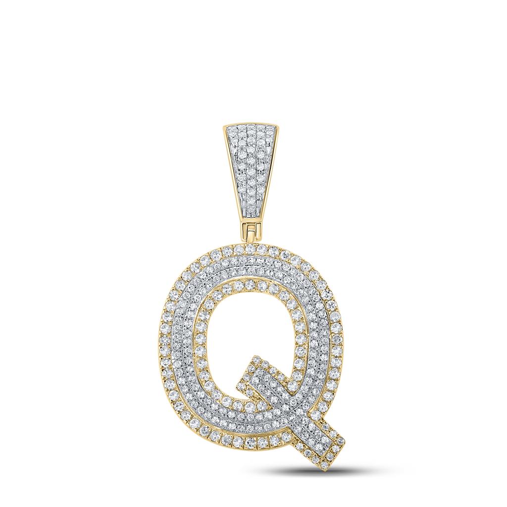 Double Block Letter Initial Diamond Pendant A - Z 10K Yellow Gold Q HipHopBling