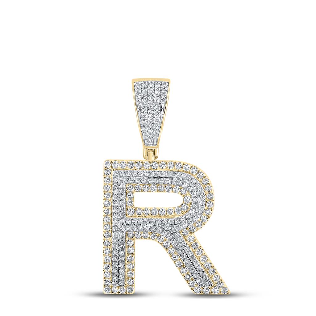 Double Block Letter Initial Diamond Pendant A - Z 10K Yellow Gold R HipHopBling