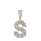 Double Block Letter Initial Diamond Pendant A - Z 10K Yellow Gold S HipHopBling