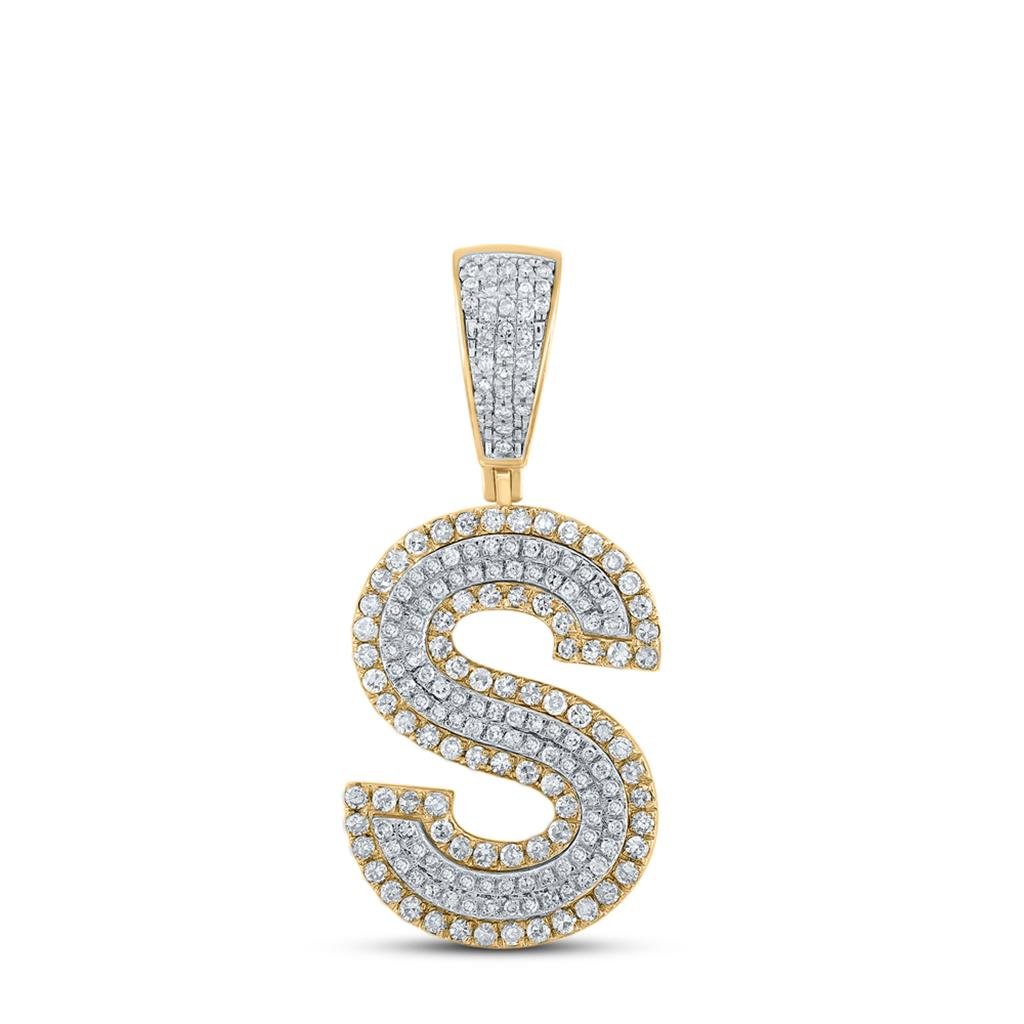 Double Block Letter Initial Diamond Pendant A - Z 10K Yellow Gold S HipHopBling