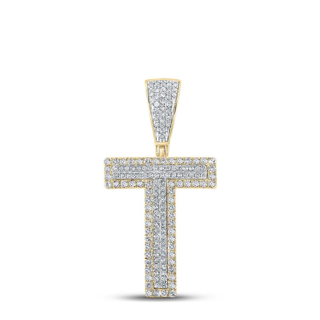 Double Block Letter Initial Diamond Pendant A - Z 10K Yellow Gold T HipHopBling