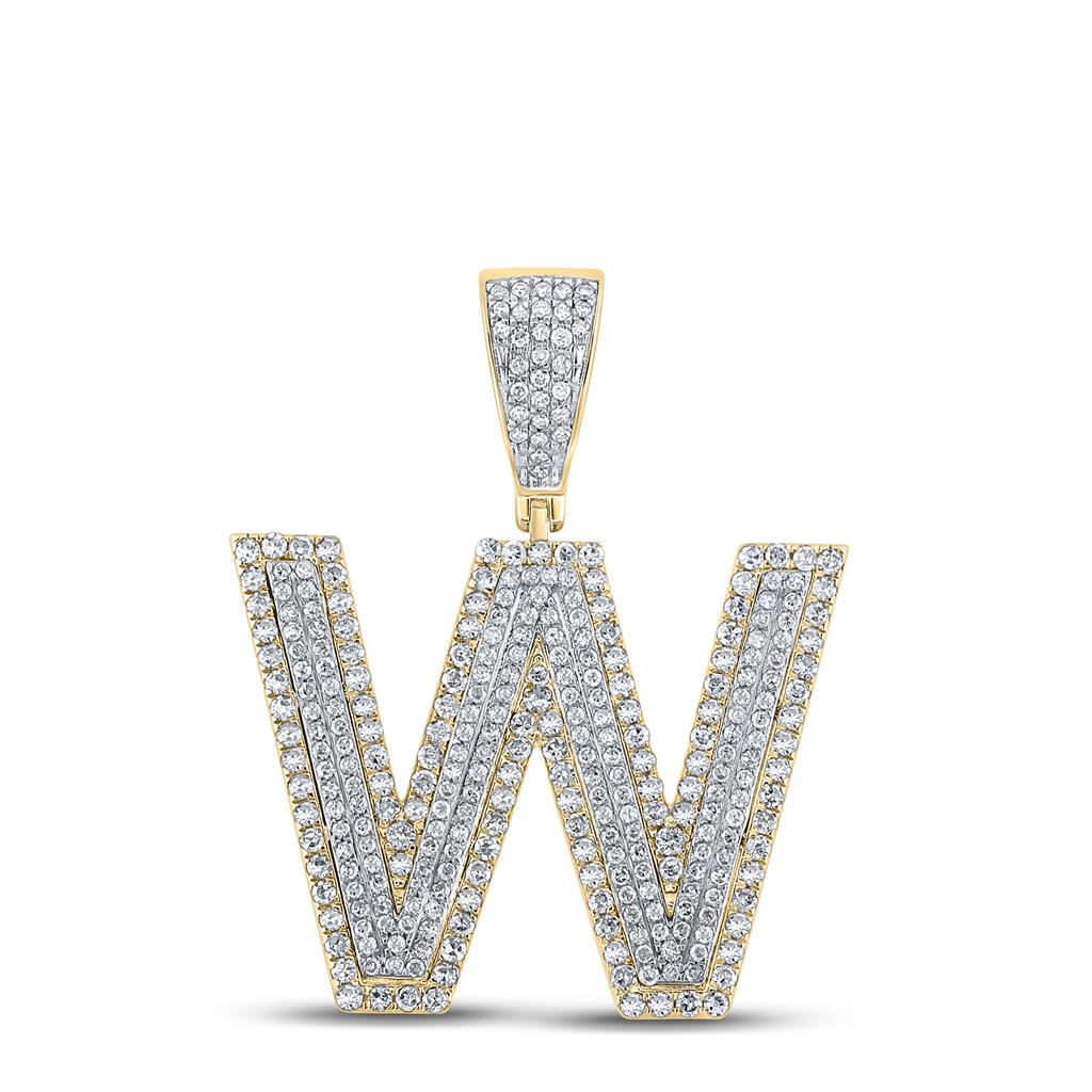 Double Block Letter Initial Diamond Pendant A - Z 10K Yellow Gold W HipHopBling