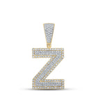 Double Block Letter Initial Diamond Pendant A - Z 10K Yellow Gold Z HipHopBling