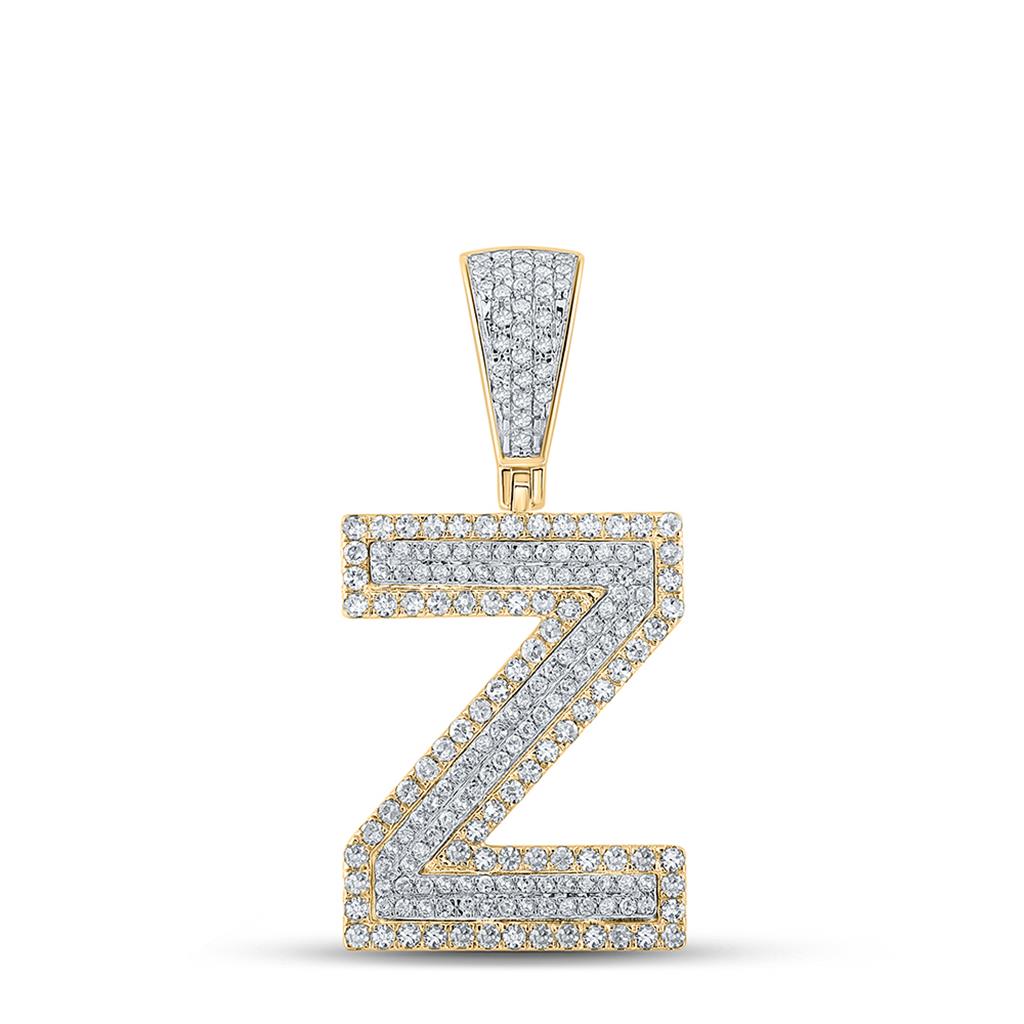 Double Block Letter Initial Diamond Pendant A - Z 10K Yellow Gold Z HipHopBling