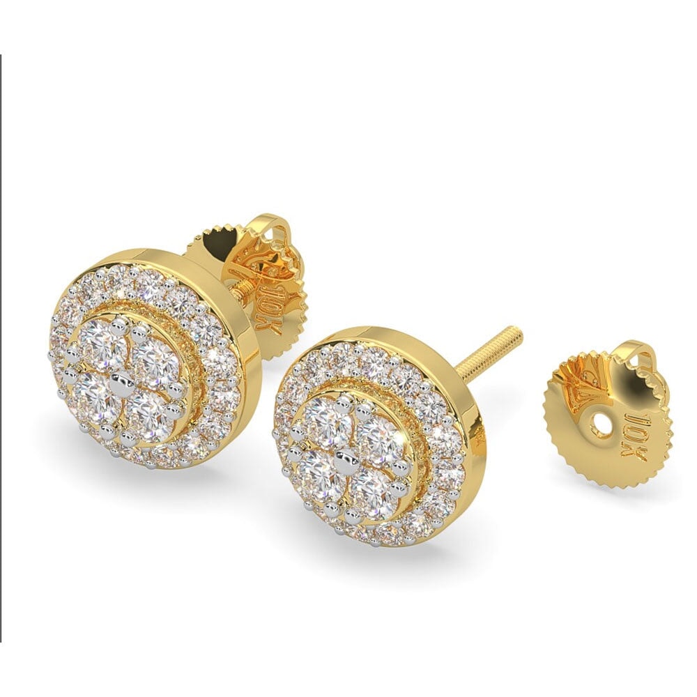 Double Circle Diamond Earrings .45cttw 10K Yellow Gold HipHopBling