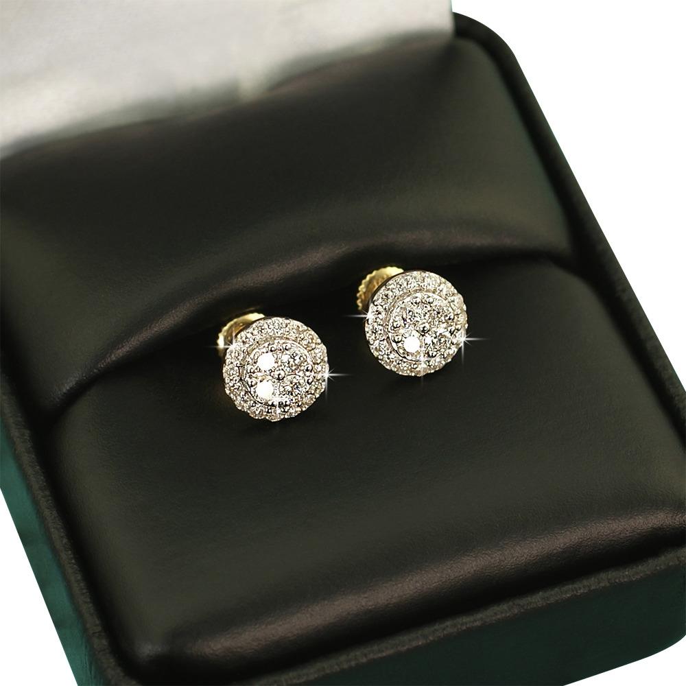Double Circle Diamond Earrings .45cttw 10K Yellow Gold HipHopBling