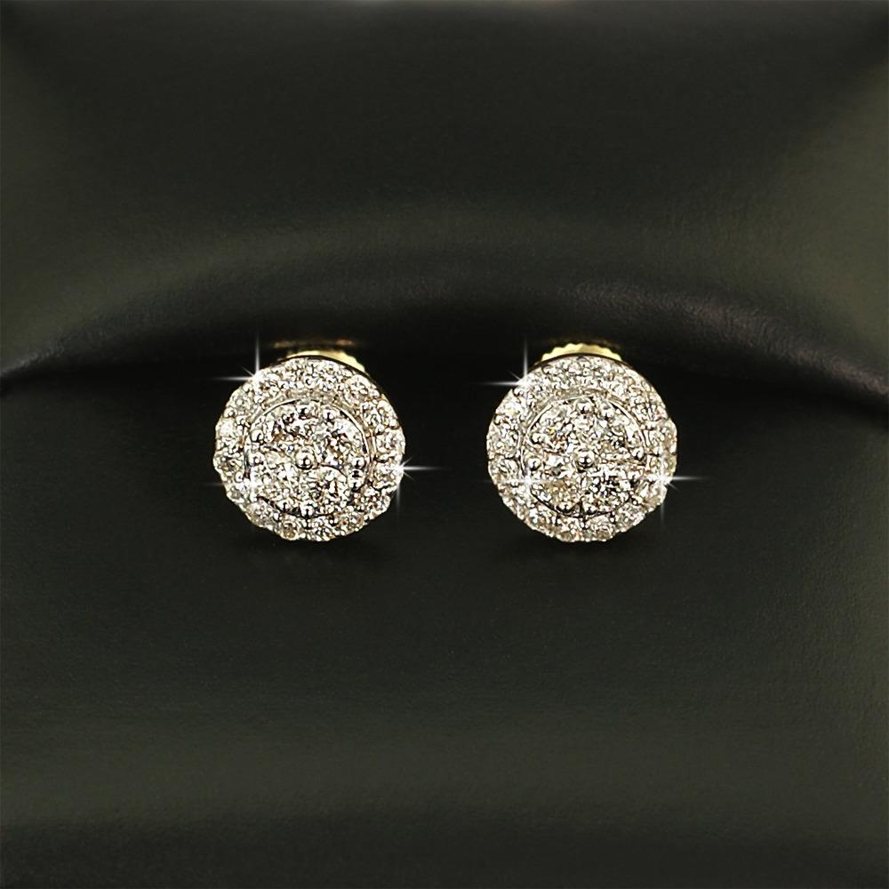 Double Circle Diamond Earrings .45cttw 10K Yellow Gold HipHopBling