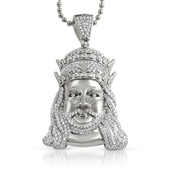 Double Crown Jesus CZ Bling Pendant Pendant Only HipHopBling