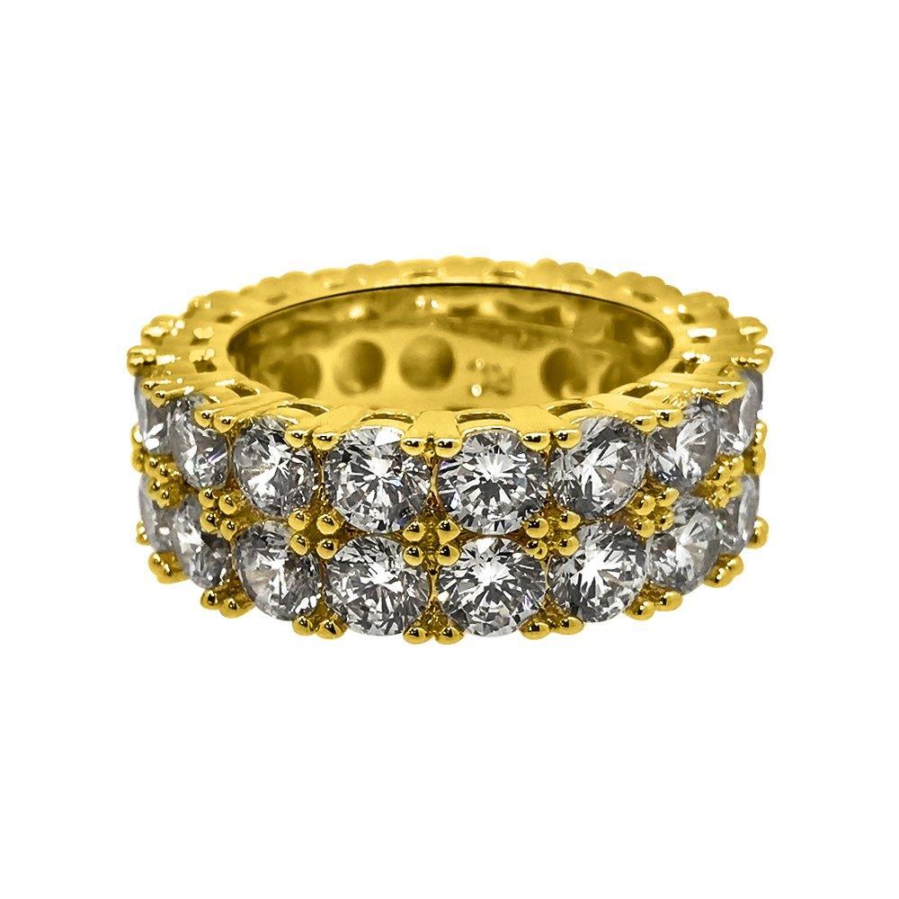 Double Eternity Band 360 Gold CZ Bling Bling Ring 7 HipHopBling
