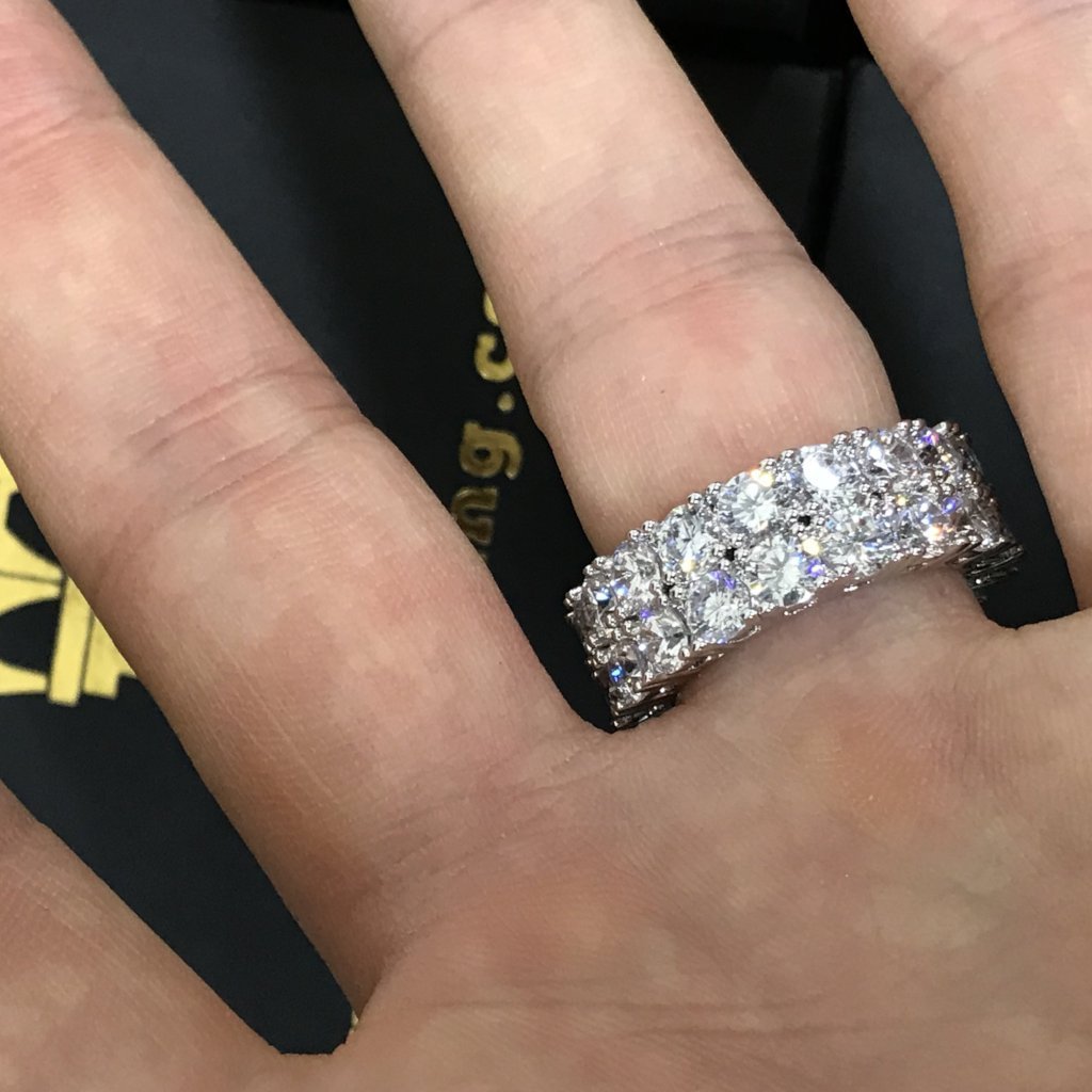 Double Eternity Band 360 Rhodium CZ Bling Bling Ring 11 HipHopBling