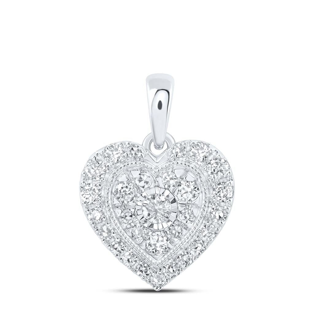 Double Heart Diamond Pendant 10K Gold 10K White Gold HipHopBling