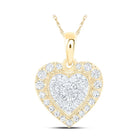 Double Heart Diamond Pendant 10K Gold 10K Yellow Gold HipHopBling
