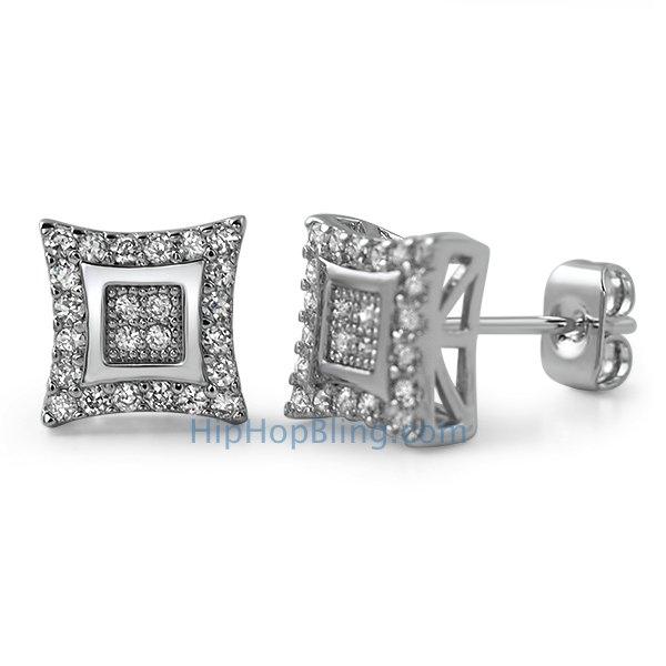Double Kite M CZ Micro Pave Bling Earrings HipHopBling