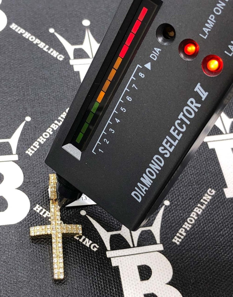 Double Row Cross Diamond Pendant 1.20cttw 10K Yellow Gold HipHopBling