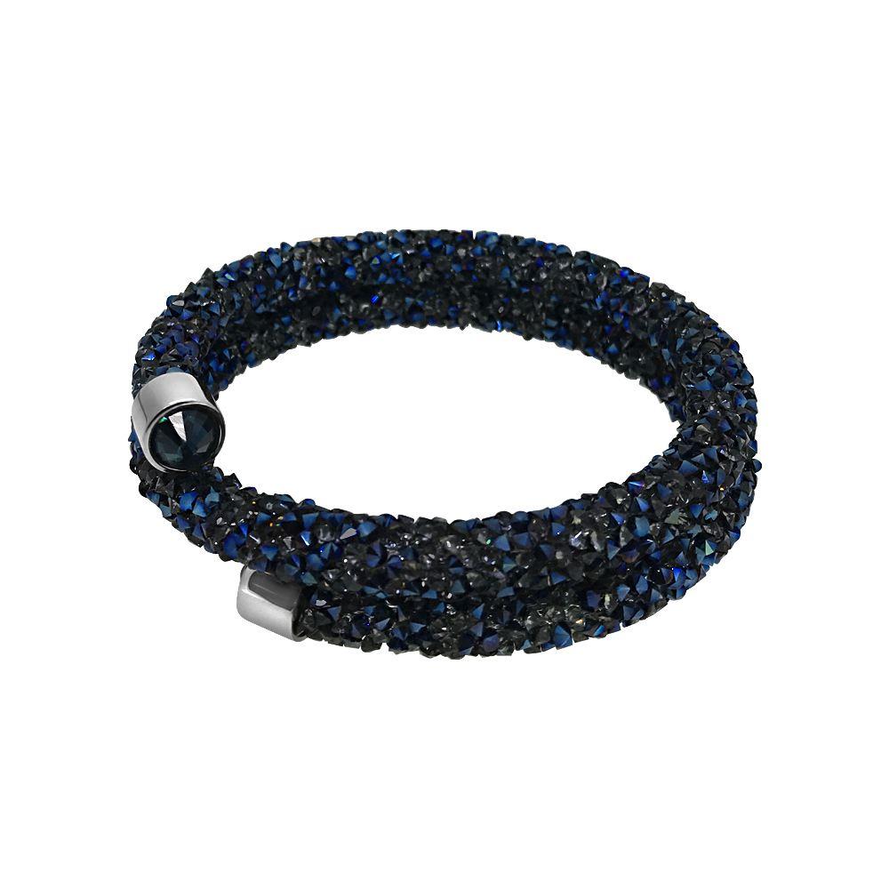 Double Wrap Blue Crystals Bling Bracelet HipHopBling