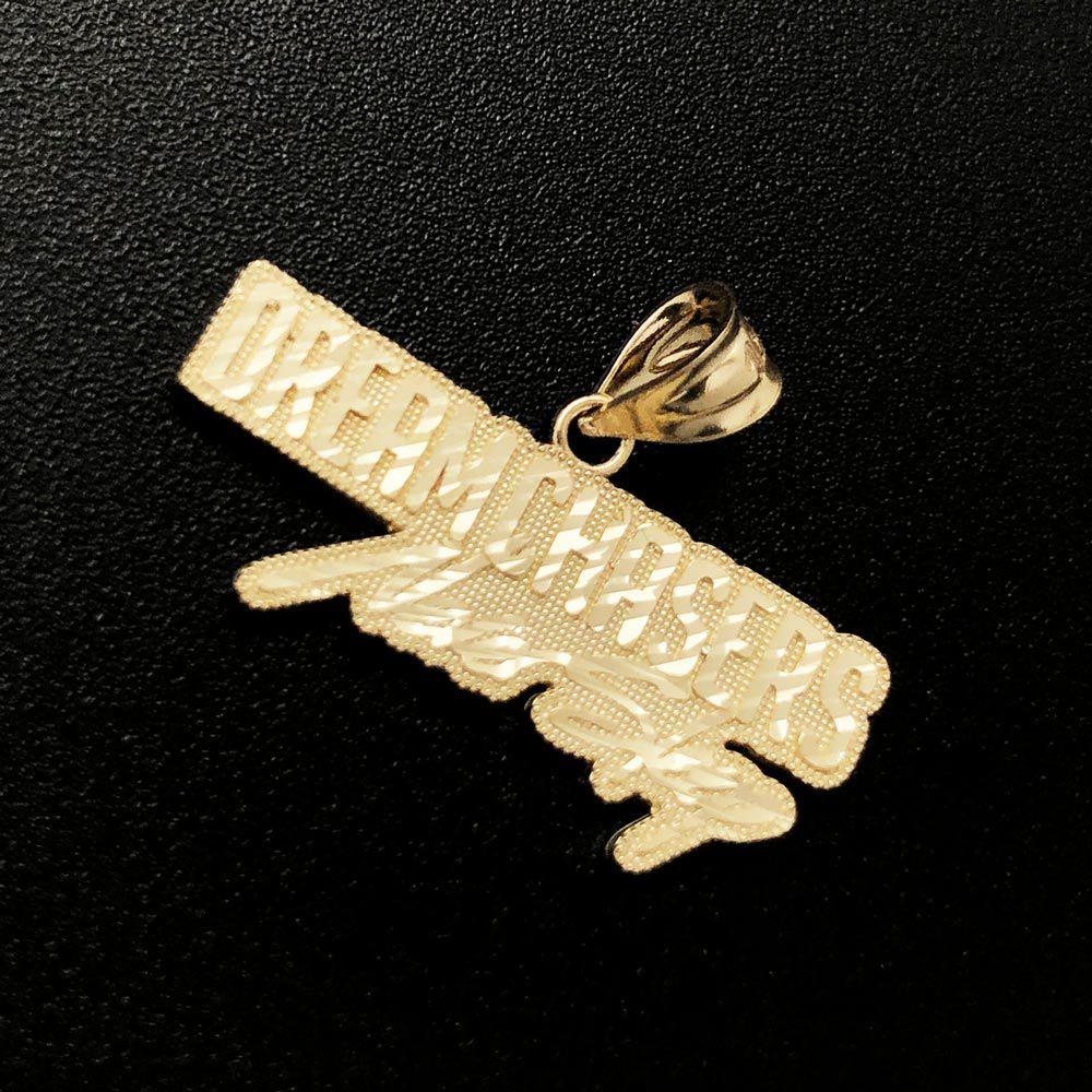 Dream Chasers Never Stop DC 10K Yellow Gold Pendant HipHopBling